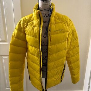 Spyder Yellow Puffer Jacket with Quilted Design